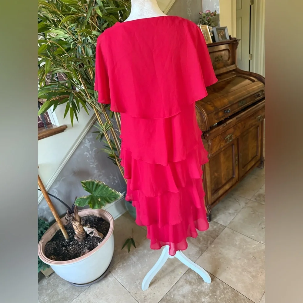 Coldwater Creek ladies fully lined ruffled layer dress size 16 excellent condi - Picture 11 of 16